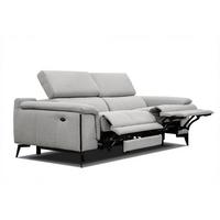 RELAXSOFA MATERA 3-Sitzer mit 2 Relaxfunktionen, hellgrau - Hellgrau/Schwarz, Holzwerkstoff/Textil (212/82/103cm) - Wozimo