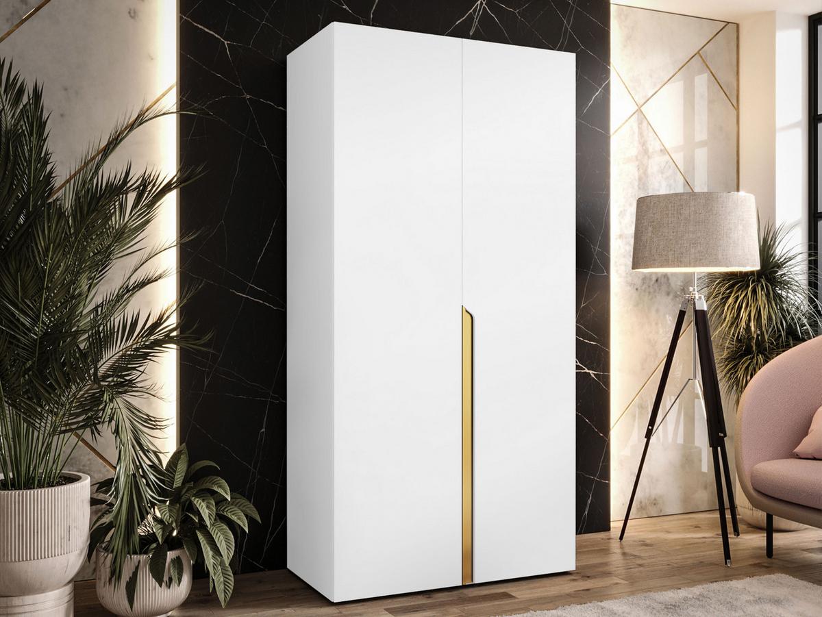 DREHTÜRENSCHRANK Mila I 100 - Goldfarben/Schwarz, Holzwerkstoff/Kunststoff (100/202/52cm) - MIRJAN24
