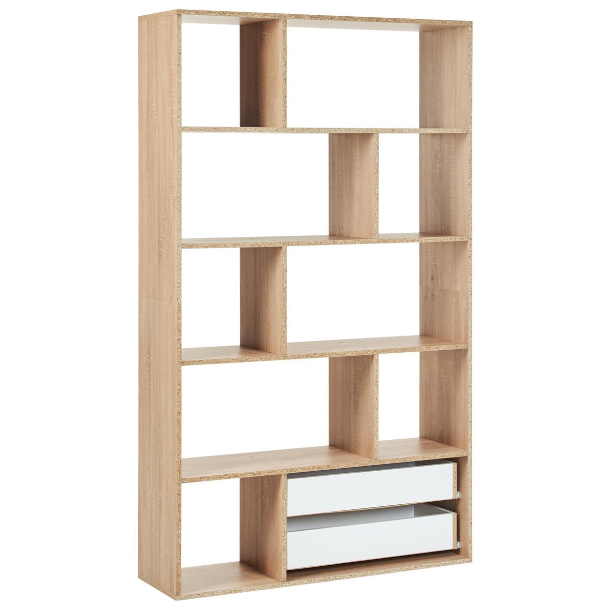 BÜCHERREGAL 185 cm Braun/Weiß Wadena - Braun, Holzwerkstoff (110/185/32cm) - Beliani