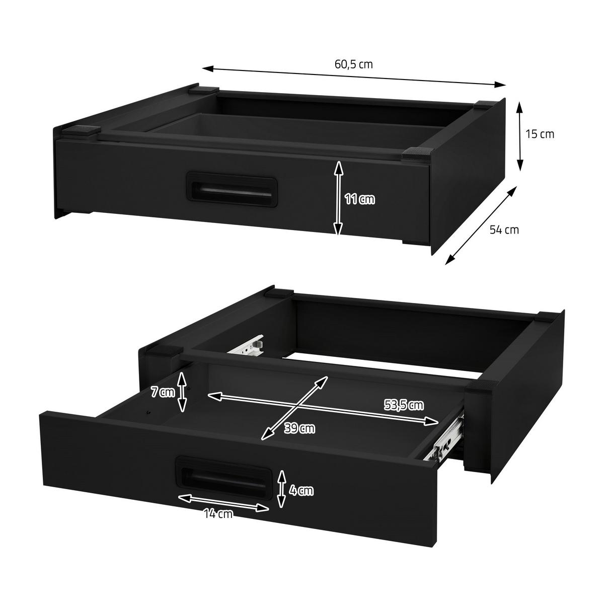 VERBINDUNGSRAHMEN mit ausziehbarer Schublade 60x55 cm Schwarz aus Stahl - Schwarz, Metall (54/15/60.5cm) - ML-DESIGN