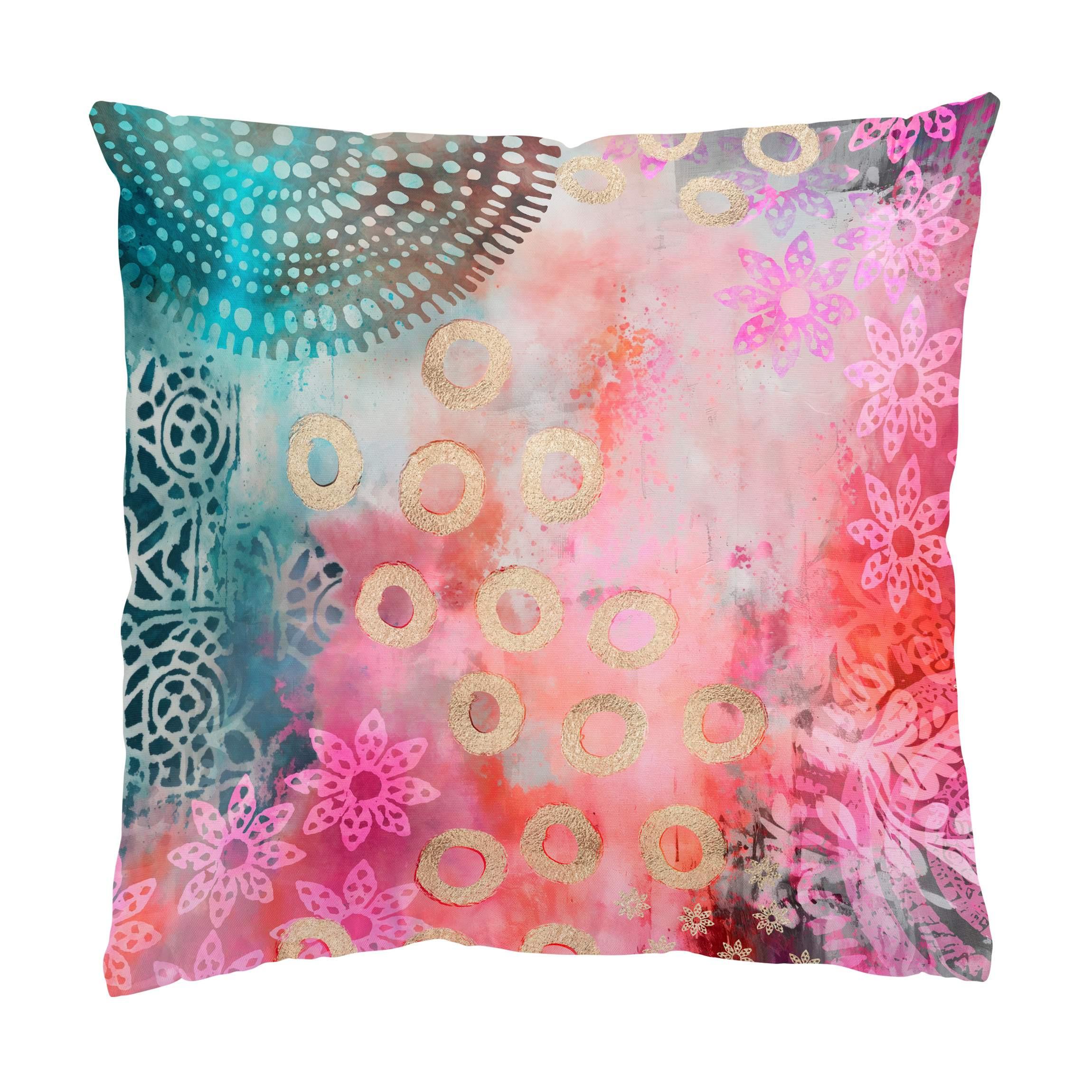 DEKOKISSEN Pink und türkises Batik Muster 40/40 cm - Pink, Textil (40/40/10cm) - Bilderwelten