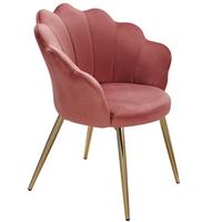 ESSZIMMERSTUHL Samtbezug mit Metallgestell Schalenform Skandinavisch gepolstert, Rosa 53x48x80 cm - Pink/Goldfarben, Textil/Metall (53/80/48cm) - KADIMA DESIGN