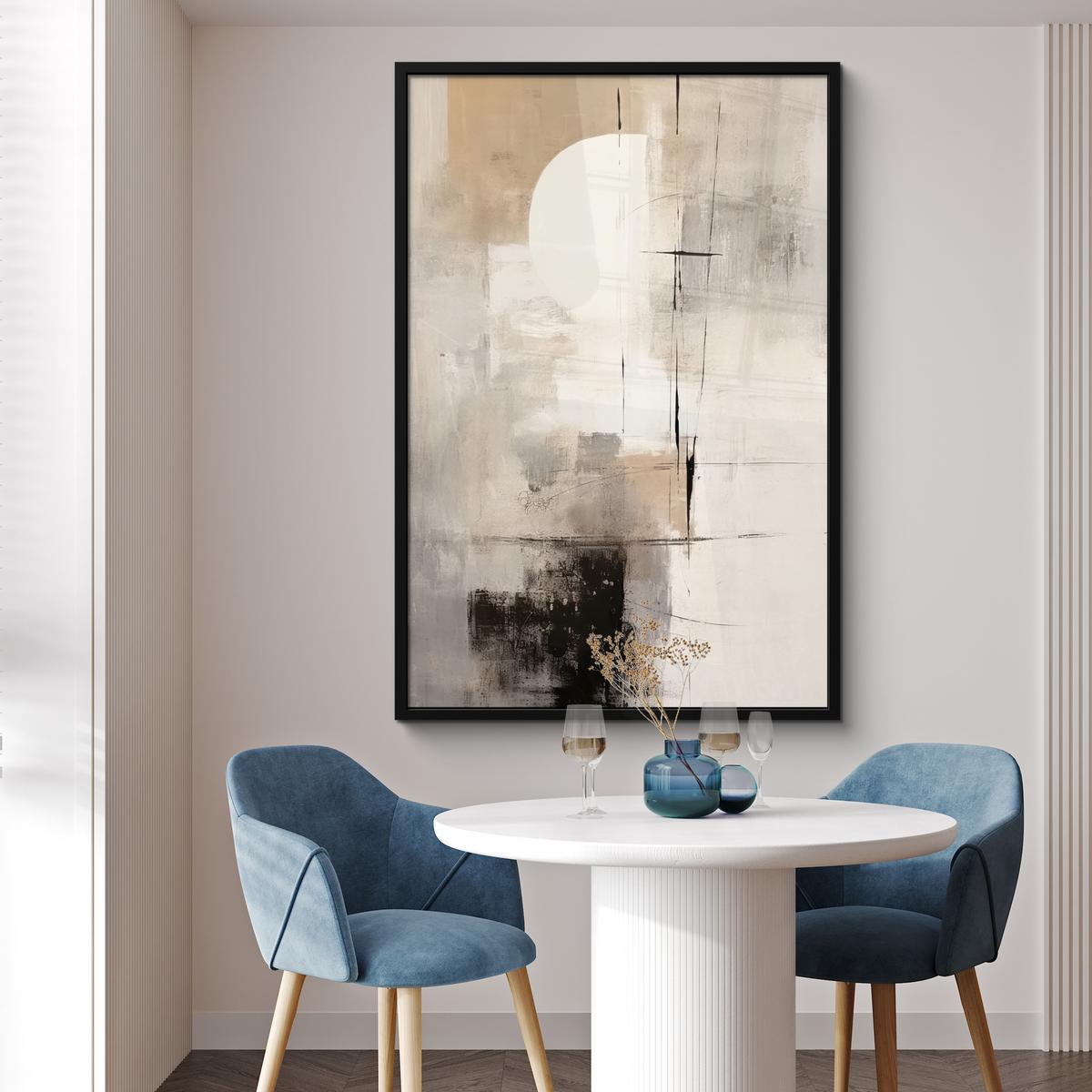 POSTER MIT RAHMEN Abstrakt - Kunst - Grau Bilderleiste 80x120 cm - Hellgrau, Papier (80/120cm) - MuchoWow