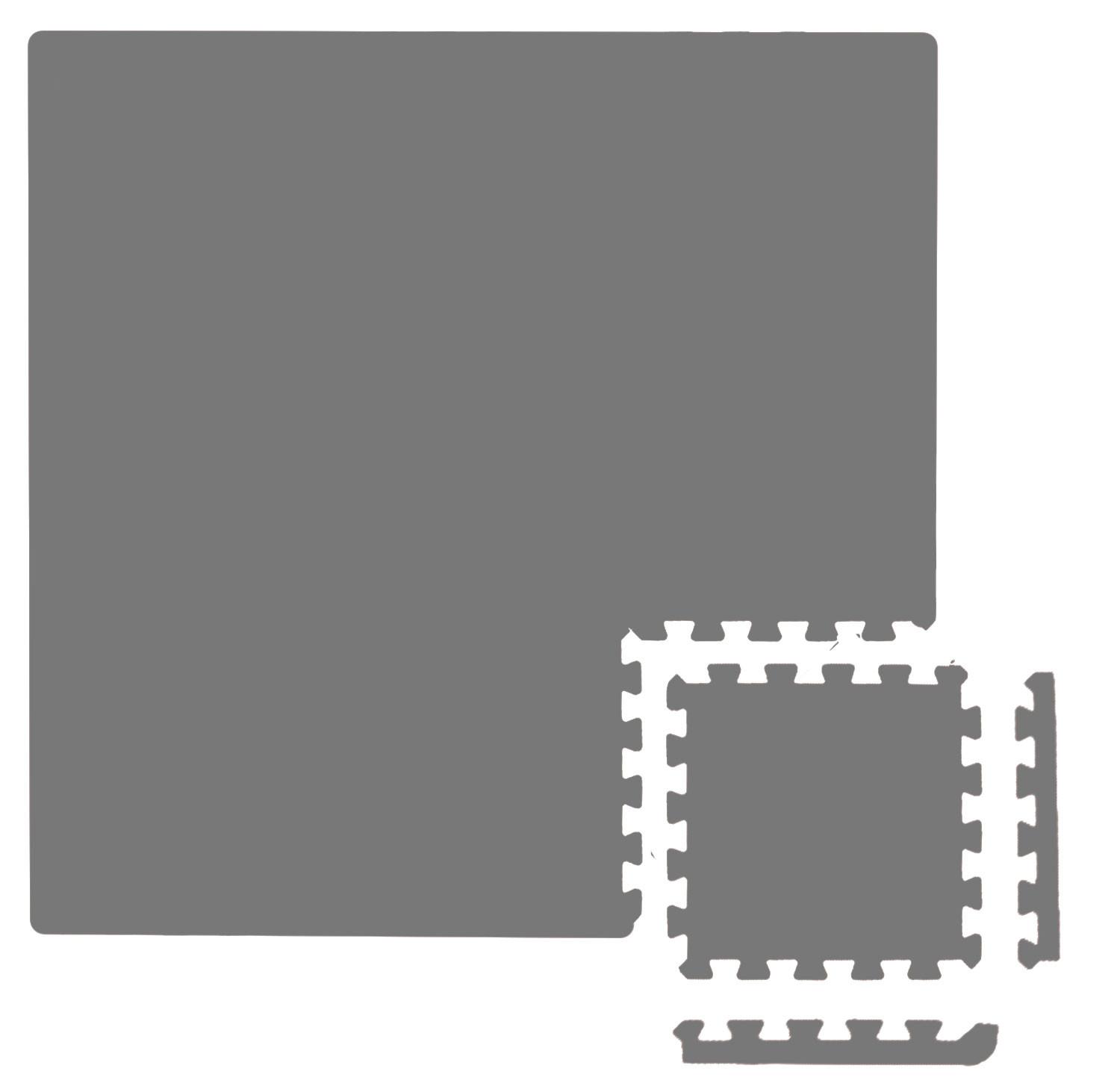 SPIELMATTE mit Rand - 90/90/1 cm Puzzlematte Grau - Grau, Kunststoff (30/30cm) - Littletom