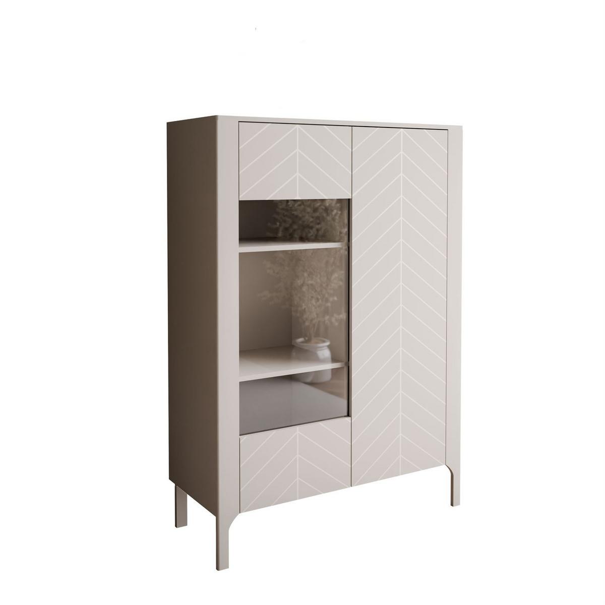 GLASVITRINE LUMI, Kaschmir - Kaschmir, Holzwerkstoff (103/130/41cm) - Lookway