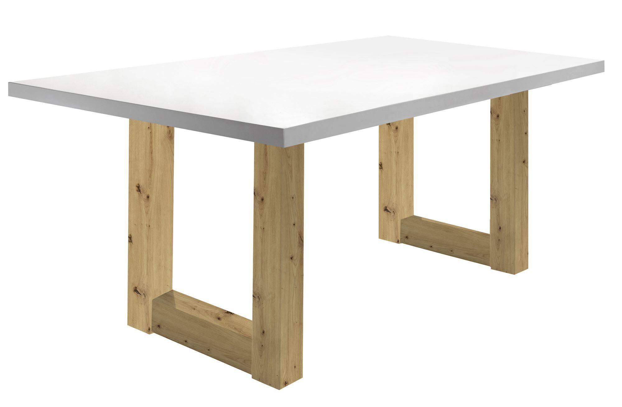 ESSZIMMERTISCH Eila 2 160 x 90 x 75 Esstisch Asteiche/Weiß Matt Lack - Weiß, Holz (160/90/75cm) - 58aufmkessel