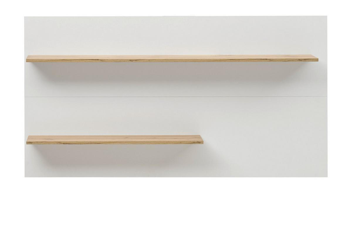 WANDREGAL weiß, Eiche Wotan 155 cm, Wandpaneel mit 2 variablen Regalböden - Eiche Wotan/Weiß, Holzwerkstoff/Metall (155/80/20cm) - Furn.Design