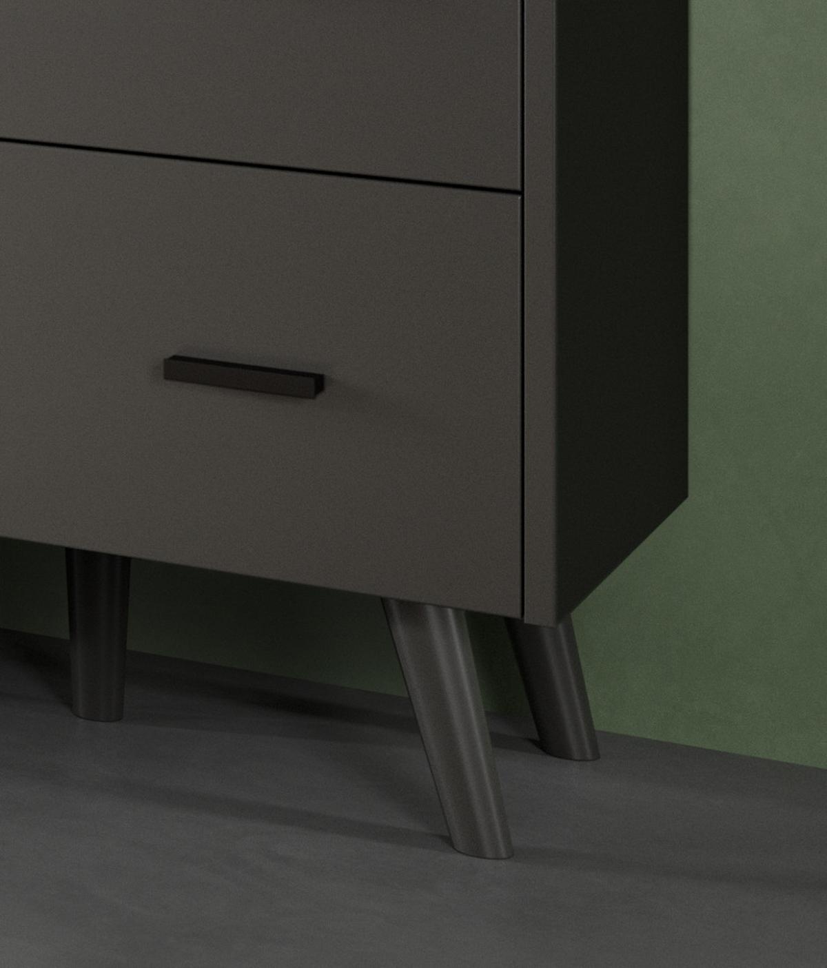 TV-LOWBOARD grau matt 185 cm, TV-Unterteil mit Struktur - Schwarz/Grau, Holzwerkstoff/Metall (185/55/40cm) - Inn.Furn