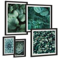BILDER SET 5er Set - 50x50 cm & 20x30 cm & 40x60 cm Schwarzer Rahmen - Meerstrand Zitronen Berge - Schwarz, Kunststoff (40/60cm) - TULUP