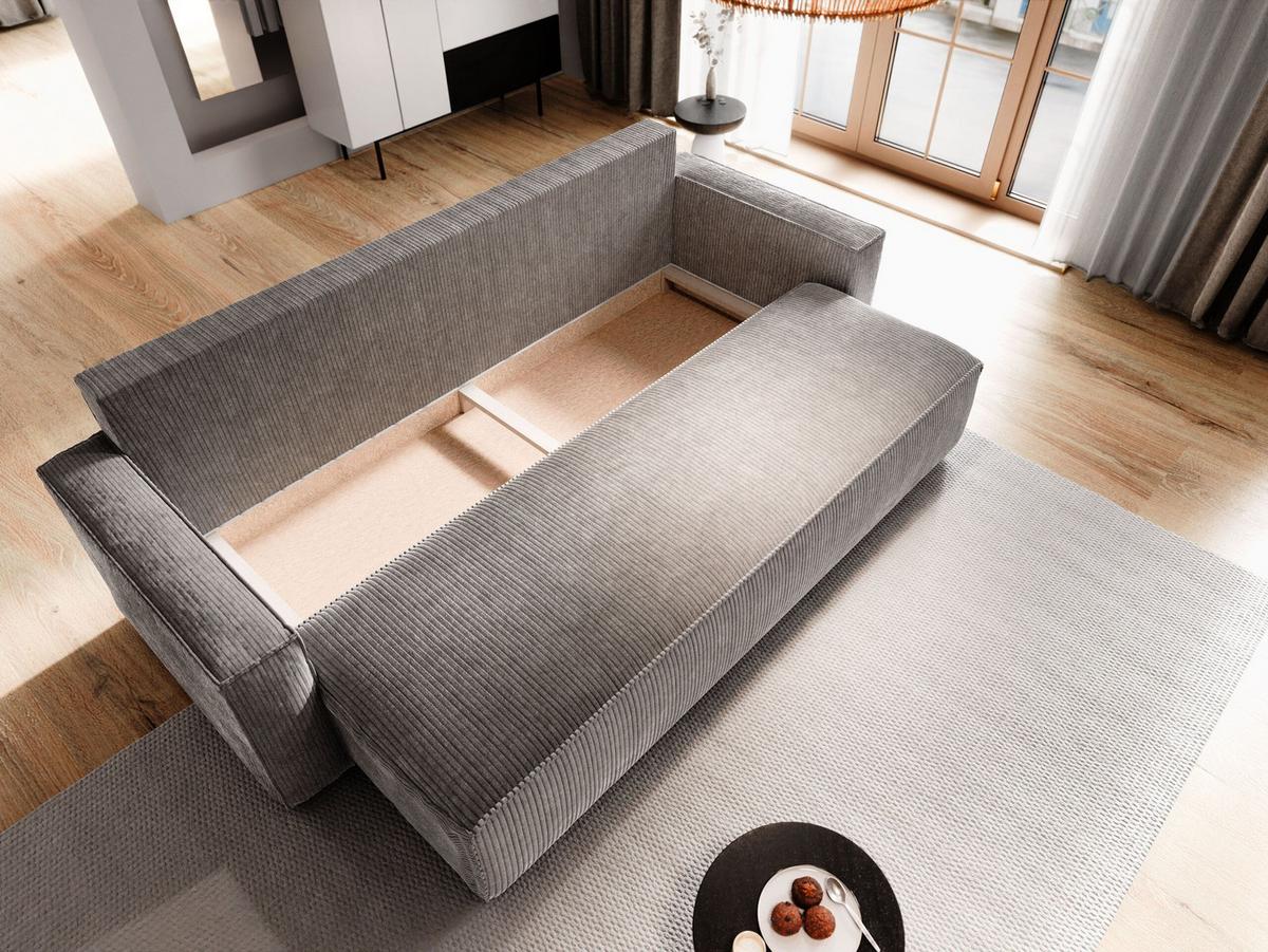 BETTSOFA MENI Gelb Kordstoff mit Schlaffunktion - Gelb, Textil (232/83/87cm) - MASSENO