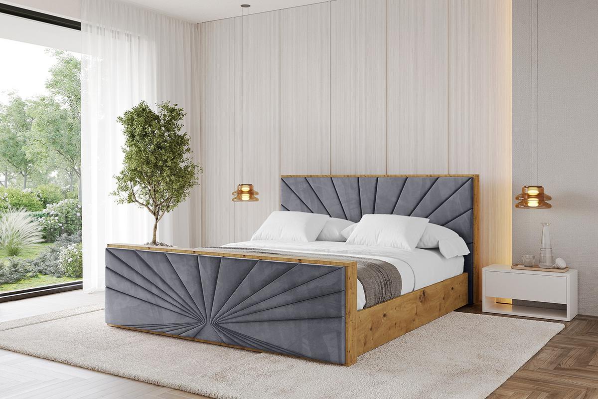 POLSTERBETT mit Bettkasten, Fußteil und Lattenrost, Boxbett mit Matratze H3/H4 - ENZO6-Z 200x200 Dunkelgrau - Dunkelgrau, Holzwerkstoff/Textil (200/200cm) - ALTDECOR
