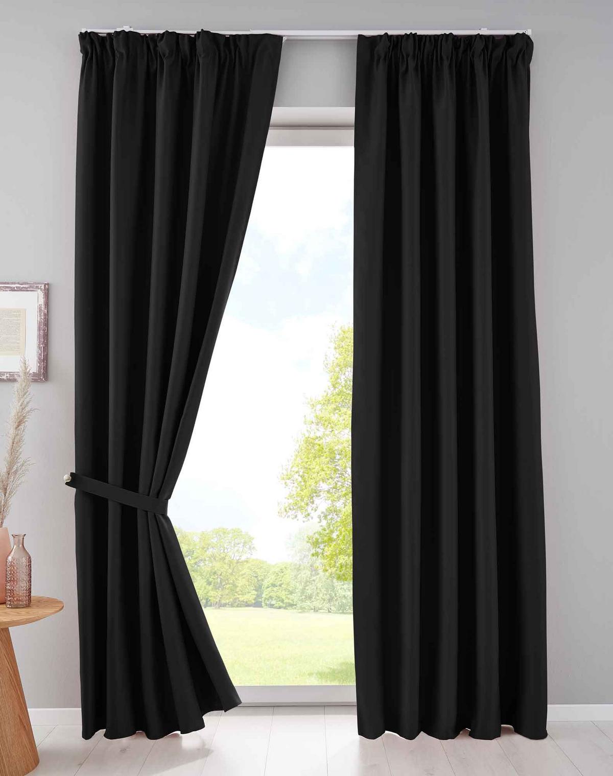 VORHANG 2ER SET NEWYORK HxB 245x295 cm Schwarz - Schwarz, Textil (295/245cm) - Gardinenbox