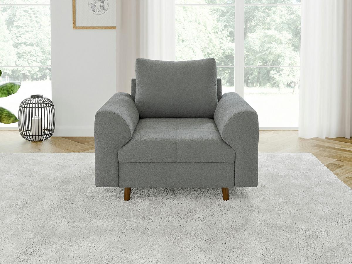 SESSEL Henrik Grau Boucle - Braun/Grau, Holz/Textil (97/81/93cm) - S-Style Möbel