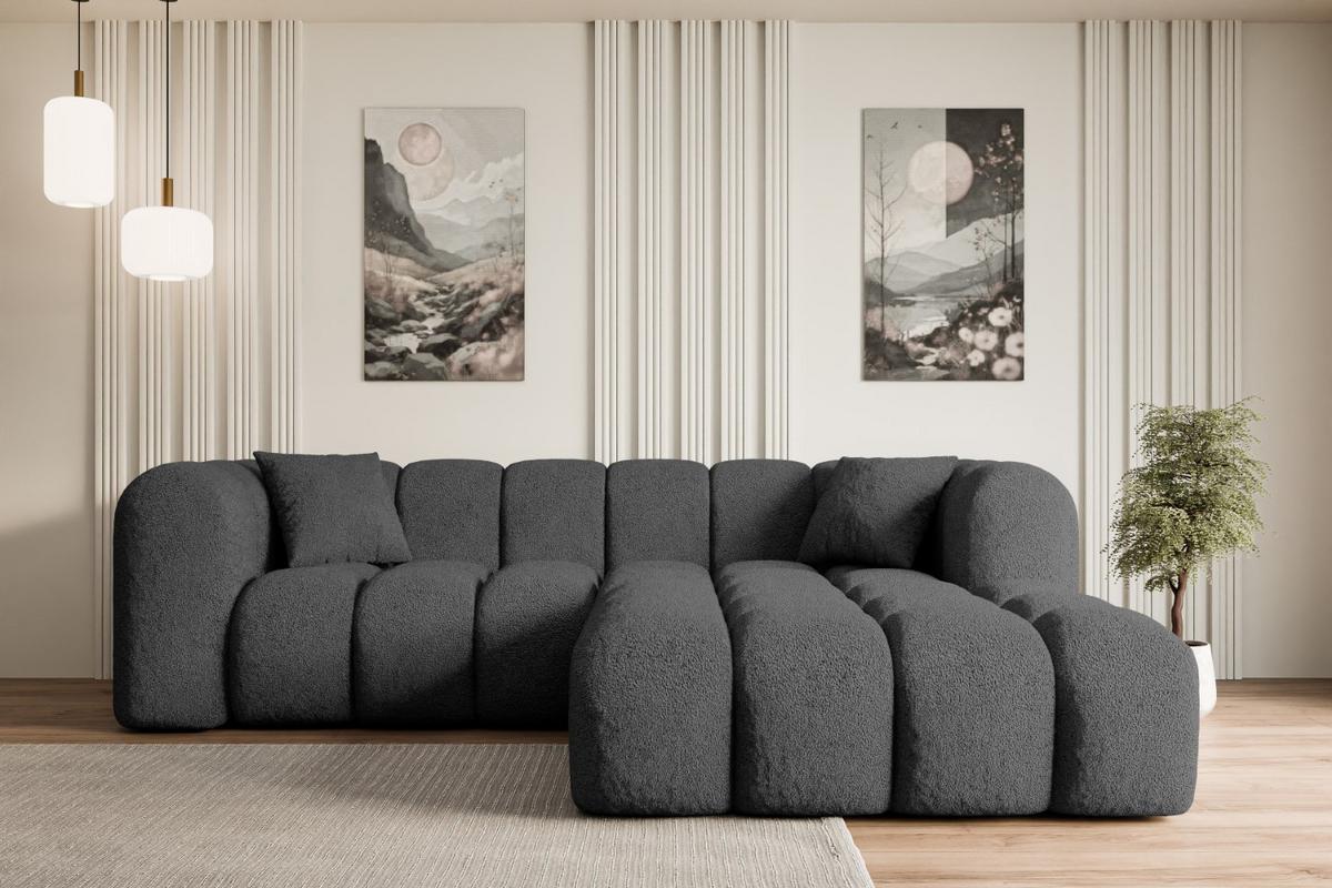 ECKSOFA Ottomane Rechts OLEA-L1 - 231x173x74 cm Grau - Platinfarben/Schwarz, Holzwerkstoff/Kunststoff (231/173cm) - ALTDECOR