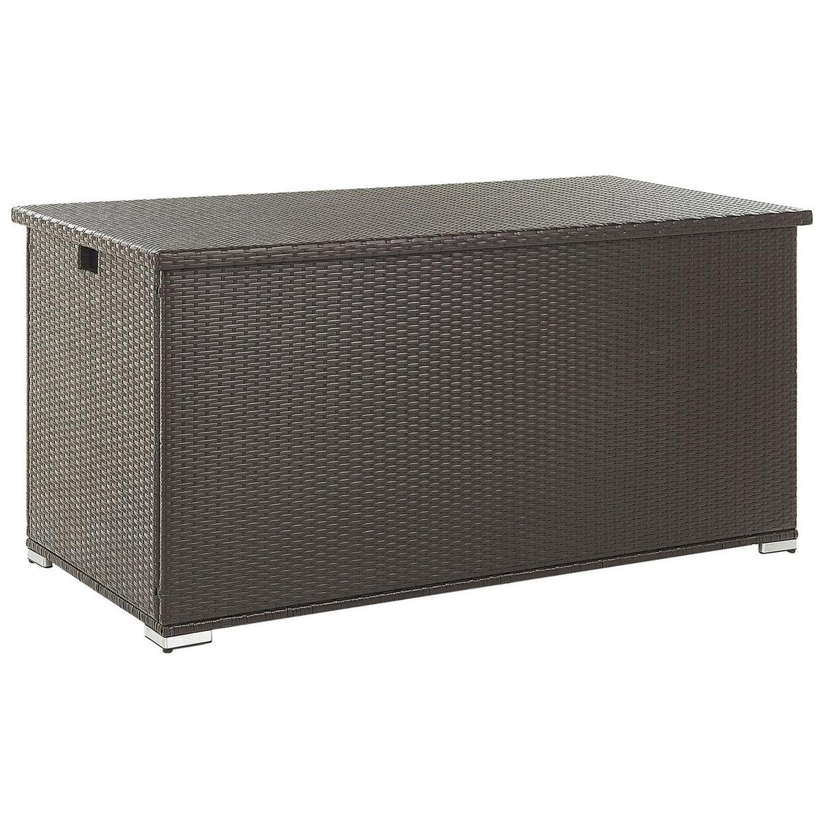 AUFLAGENBOX Rattan braun 155/75 cm Modena - Schwarz/Braun, Kunststoff (155/80/75cm) - Beliani