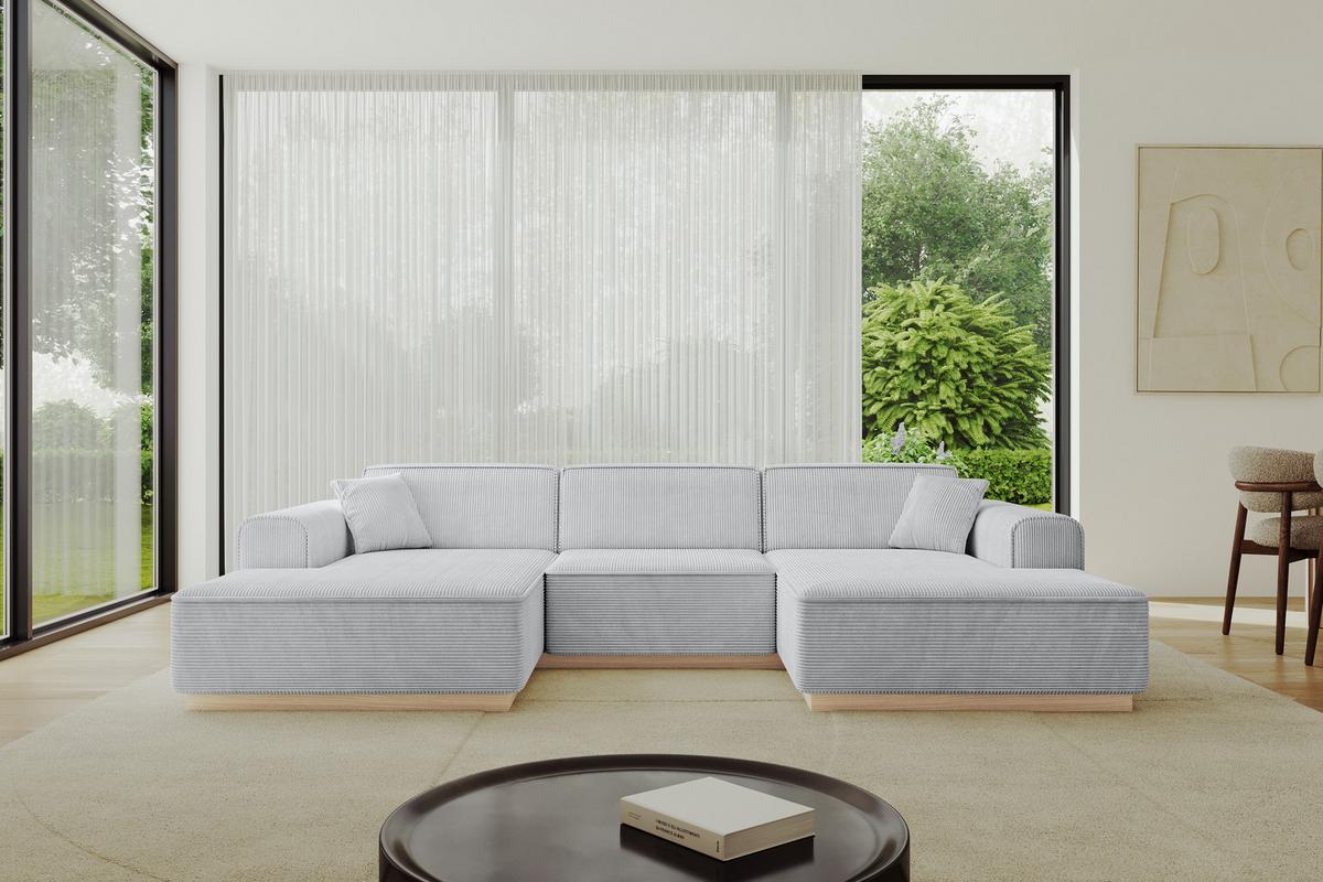 WOHNLANDSCHAFT IREA-U1 - 301x165x80 cm Grau - Hellgrau/Grau, Holzwerkstoff/Textil (301/80/165cm) - ALTDECOR