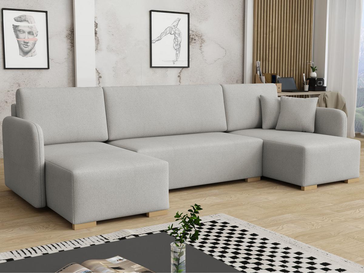 WOHNLANDSCHAFT Como U - Naturfarben/Grau, Holz/Textil (292/85/140cm) - MIRJAN24