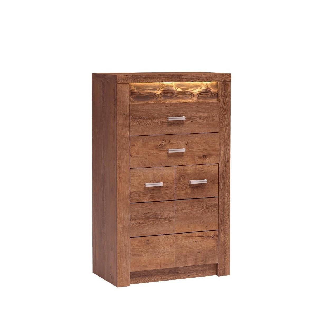KOMMODE ZERI 76/127/42cm mit 2 Schubladen 2 Türen Braun - Braun, Holzwerkstoff (76/127/42cm) - MASSENO