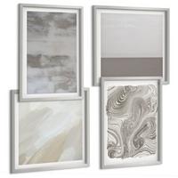 BILDER SET 4er Set - 50x50 cm & 40x60 cm Silberner Rahmen - Industriedesignstrukturen - Silberfarben, Kunststoff (50/50cm) - TULUP