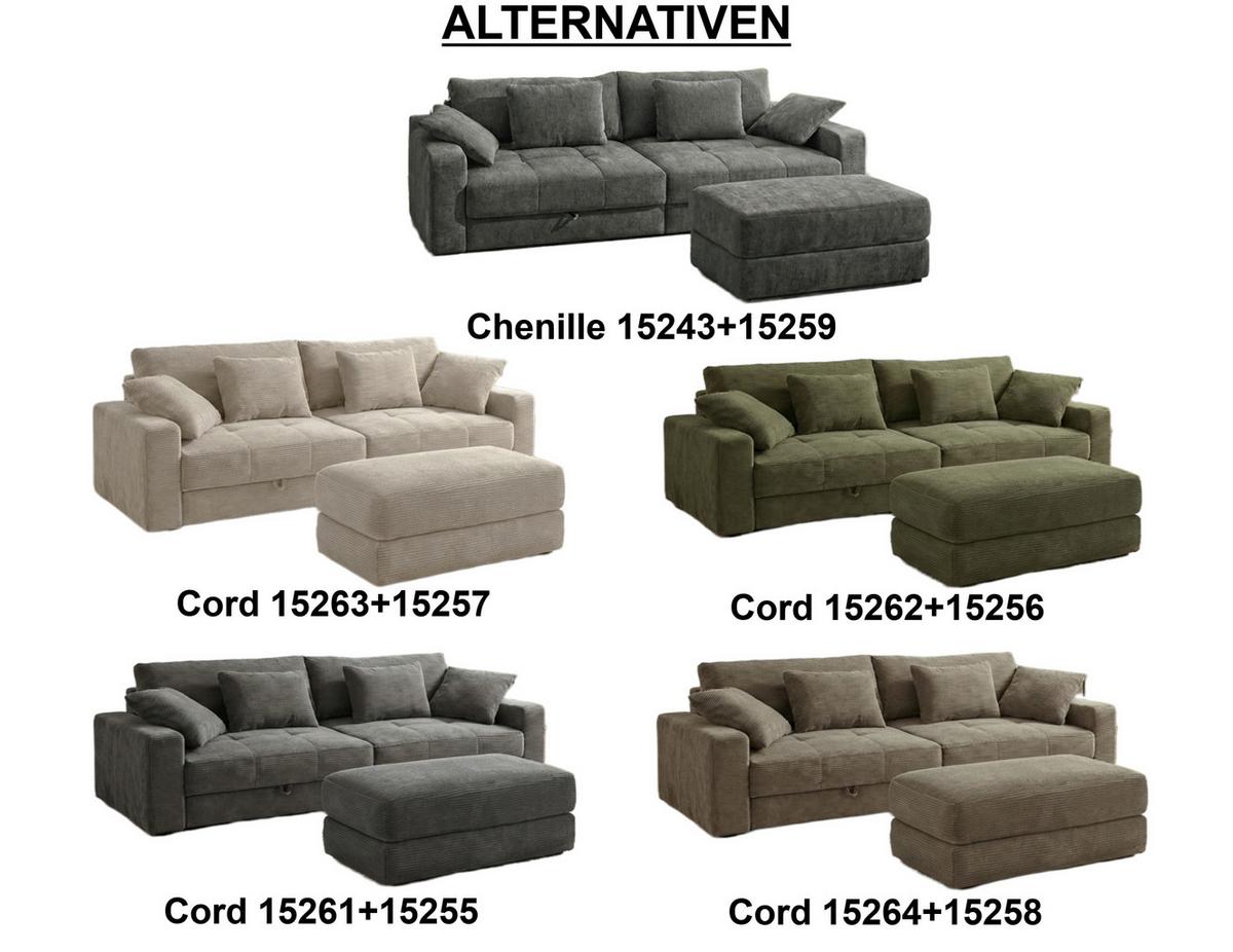 POLSTERHOCKER Federkern B124/T60/H40 cm Cord-Bezug Grün / 15256 - Schwarz/Grün, Kunststoff/Textil (124/40/60cm) - luma-home