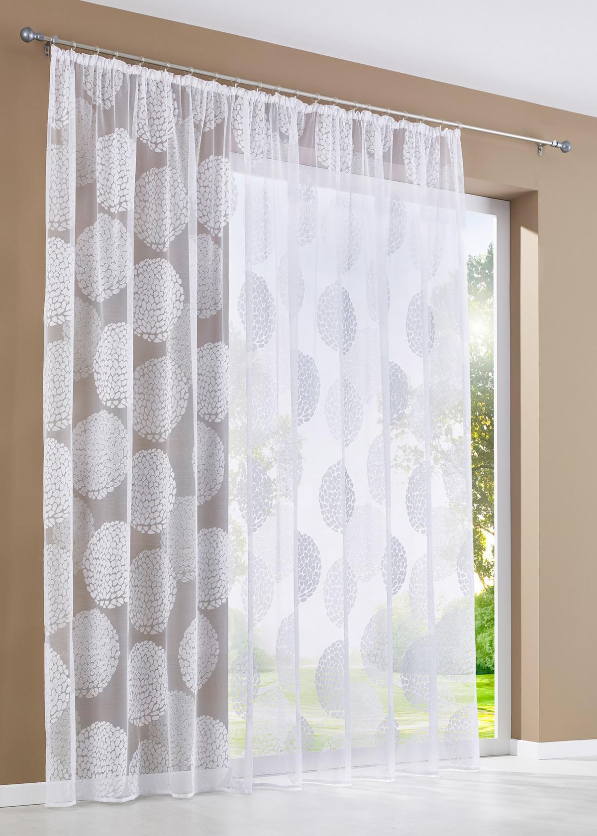 SCHLAUFENGARDINE KREISMUSTER HxB 245x300 cm - Weiß, Textil (300/245cm) - Gardinenbox