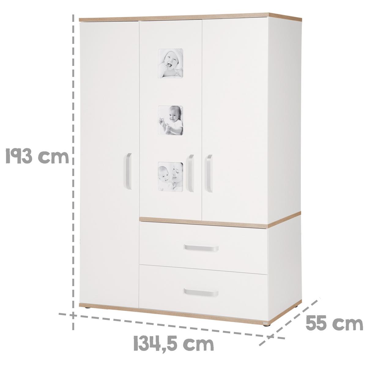 BABYZIMMER-SET Pia mit breiter Wickelkommode 3-teilig - Weiß, Holzwerkstoff (76/81/142.5cm) - Roba