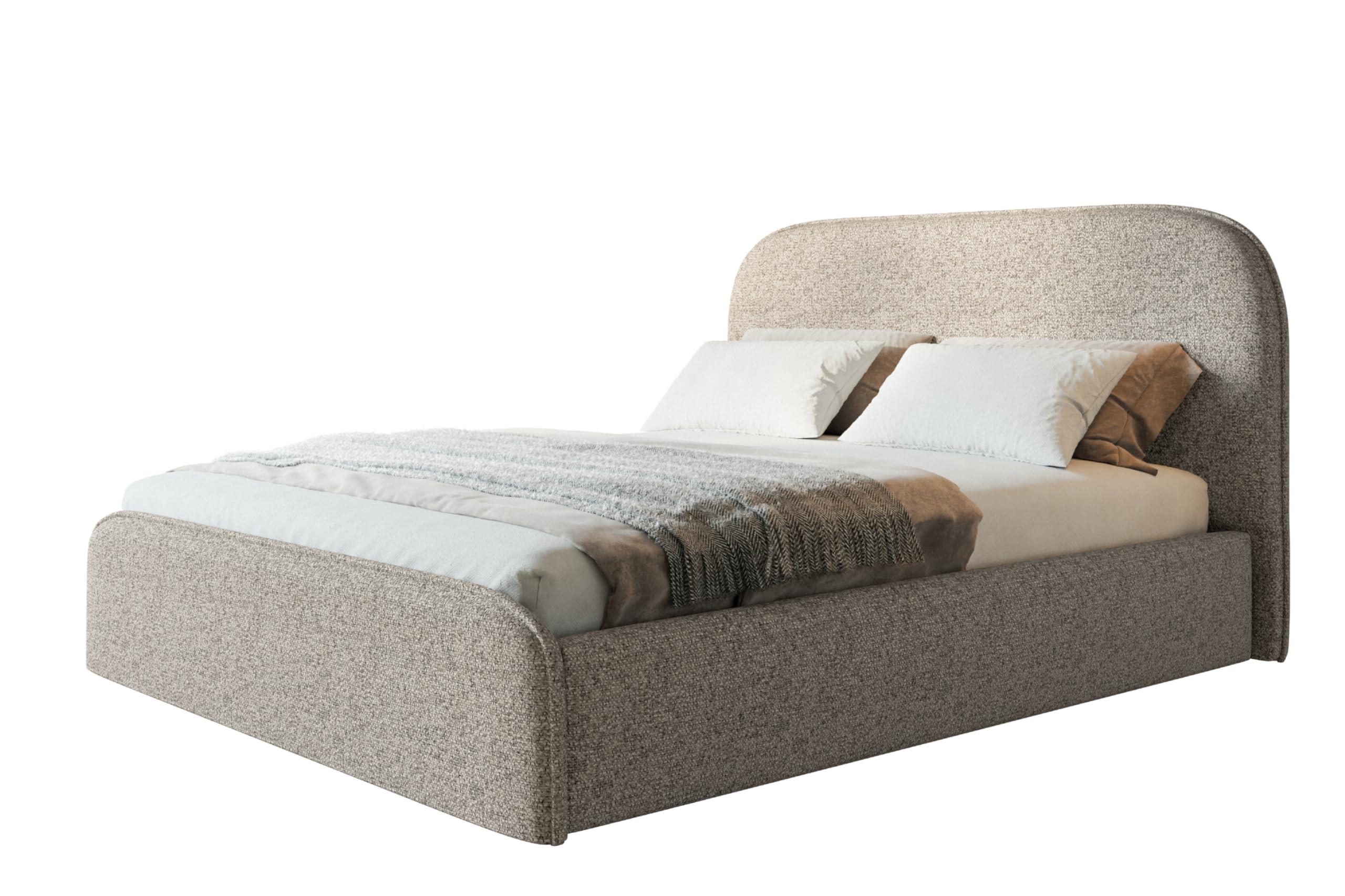 BETT 90x200 - Polsterbett mit Bettkasten und Holzrahmen - Modern Betten - Eleganter Puente-Stoff - Kollektion Vienna - Beige Melange - Beige, Holz/Textil (90/200cm) - Alpi-Möbel