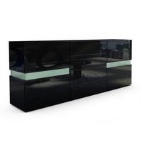 SIDEBOARD Flow Schwarz - Schwarz Hochglanz, Holzwerkstoff (177/75/39cm) - Vladon