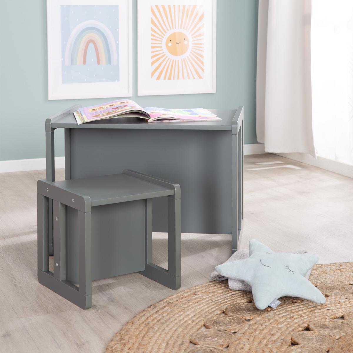 KINDERSITZGRUPPE 3in1 - Anthrazit, Holzwerkstoff (61/30/44cm) - Roba