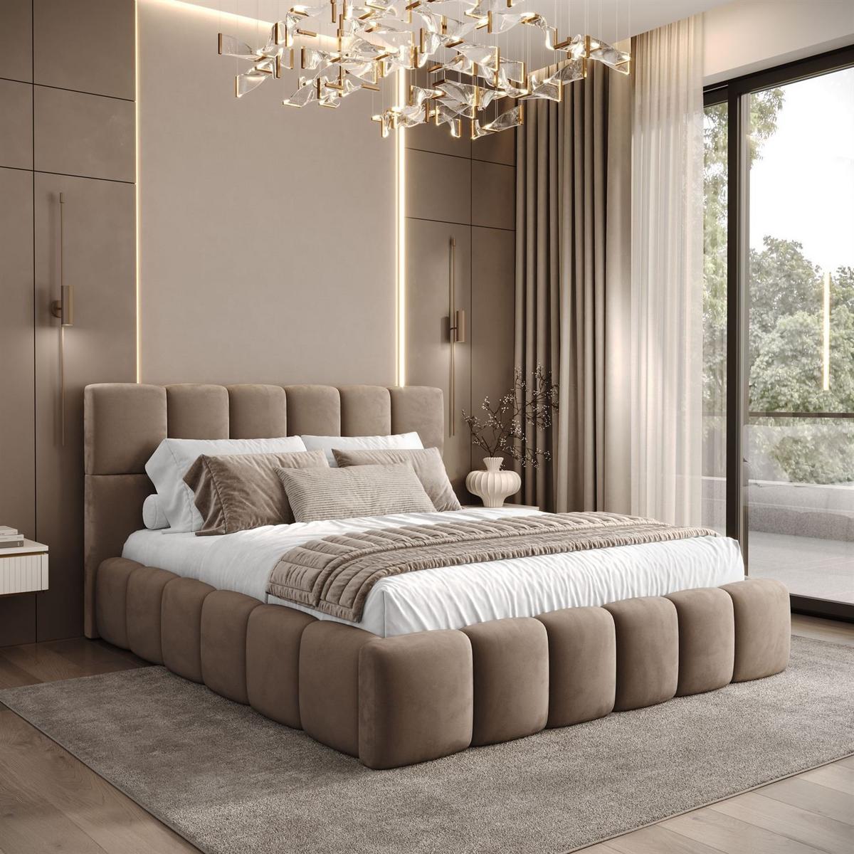POLSTERBETT VENEZIA mit Bettkasten 180x200, Royal Velvet 176 - Hellbraun, Textil (180/200cm) - Lookway