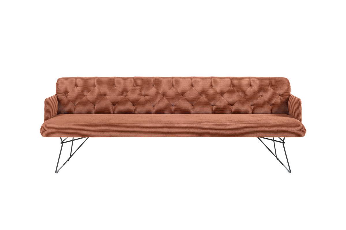 ESSZIMMERBANK CHARME Braun Cord - Braun, Textil (206/85/69cm) - KAWOLA