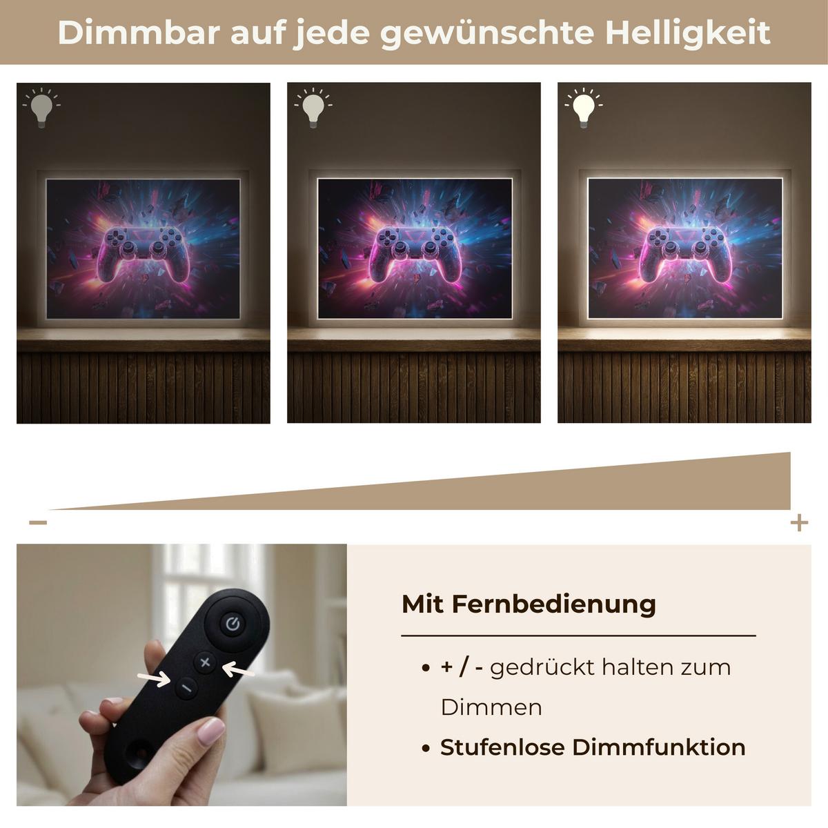 WANDLEUCHTE MIT AKKU Controller - Neon - Explosion - Abstrakt 40x30 cm - Violett, Holzwerkstoff (40/30/8cm) - OnlyWow