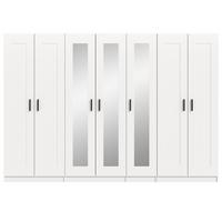KLEIDERSCHRANK in weiß 280 x 194 cm skandinavisch, Drehtürenschrank 7-türig mit Spiegel - Schwarz/Weiß, Glas/Holzwerkstoff (280/194/56cm) - Inn.Furn
