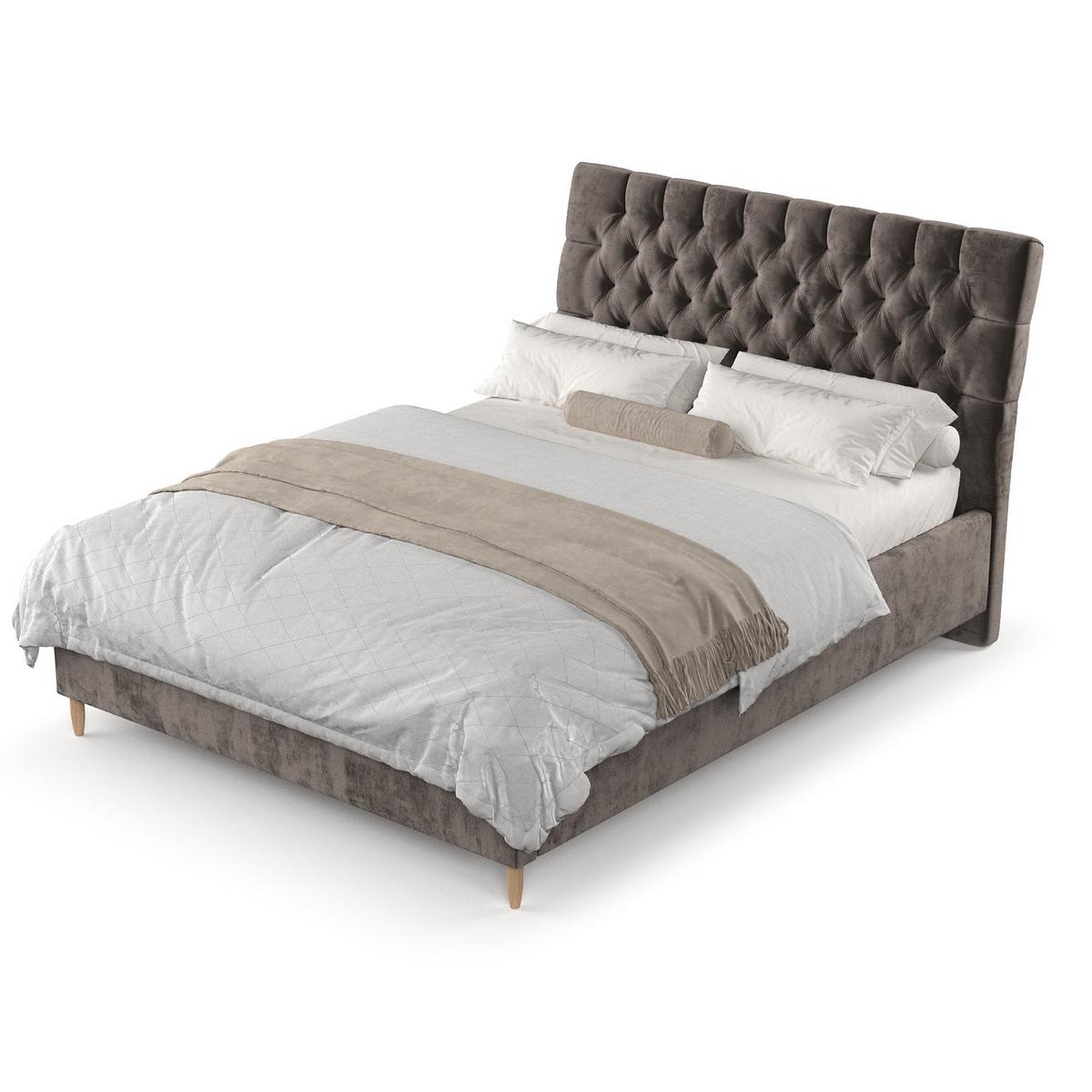 POLSTERBETT Lira 160/200 cm Braun im Lotta Stoff - Naturfarben/Braun, Holz/Holzwerkstoff (160/200cm) - AltaBeds