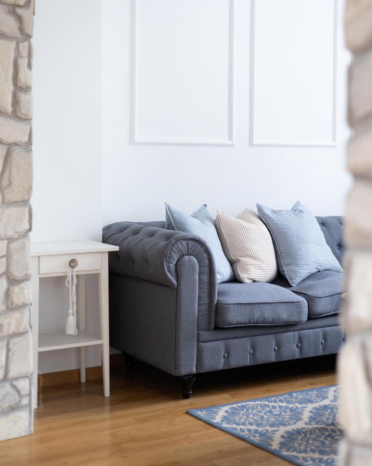 3-SITZER-SOFA Polyester Grau Chesterfield - Grau, Textil (202/70/75cm) - Beliani