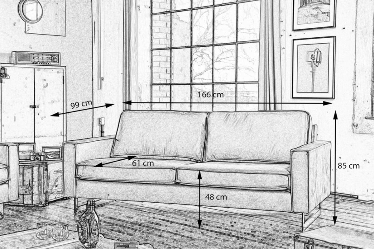 SOFA VILNIUS Anthrazit Lederfaserstoff - Anthrazit/Schwarz, Leder/Metall (166/85/99cm) - KAWOLA