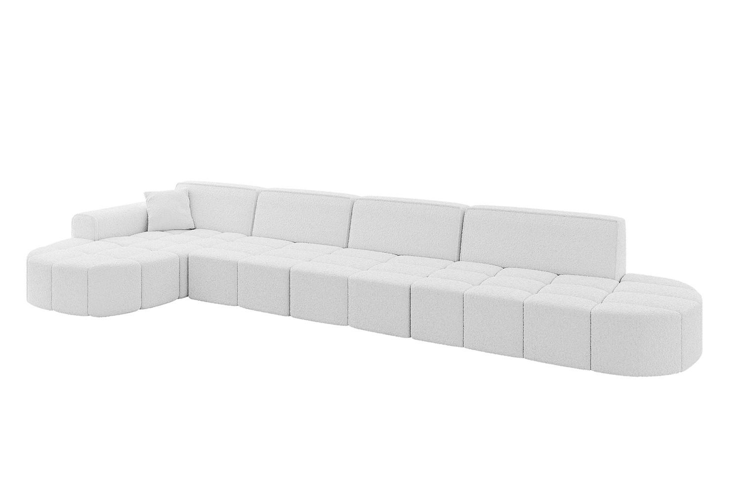 ECKSOFA Ottomane Links LIVO-L3 - 422x173x79,5 cm Weiß - Weiß, Holzwerkstoff/Textil (422/173cm) - ALTDECOR