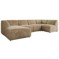 WOHNLANDSCHAFT MODARO U 5M - Beige Plüsch - Links - Beige/Schwarz, Textil (180/78/345cm) - MKS
