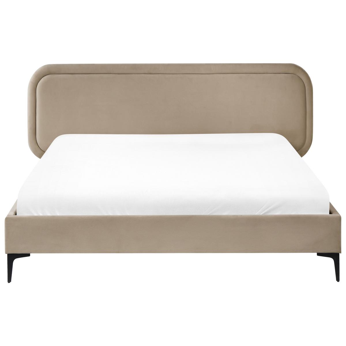 BETT mit Lattenrost 160/200 cm Samtstoff Taupe Suzette - Taupe, Textil (160/200cm) - Beliani