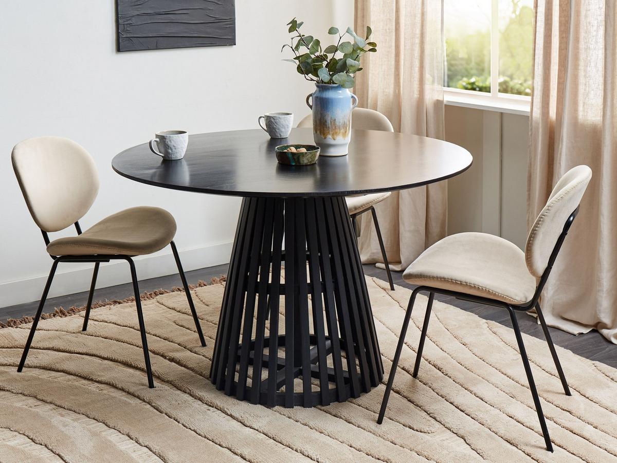 ESSTISCH Akazienholz schwarz 120 cm Mesilla - Schwarz, Holz (120/120/77cm) - Beliani