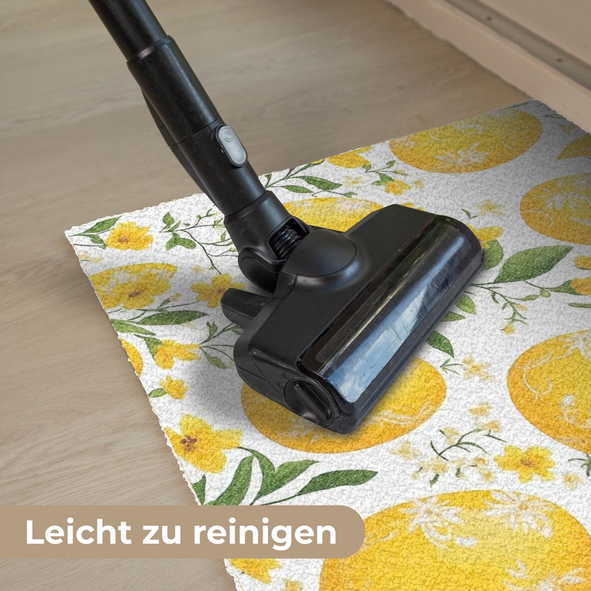FUSSMATTE Blumen - Ostereier - Gelb Teppichmatte 90x60 cm - Gelb, Kunststoff (60/90cm) - MuchoWow