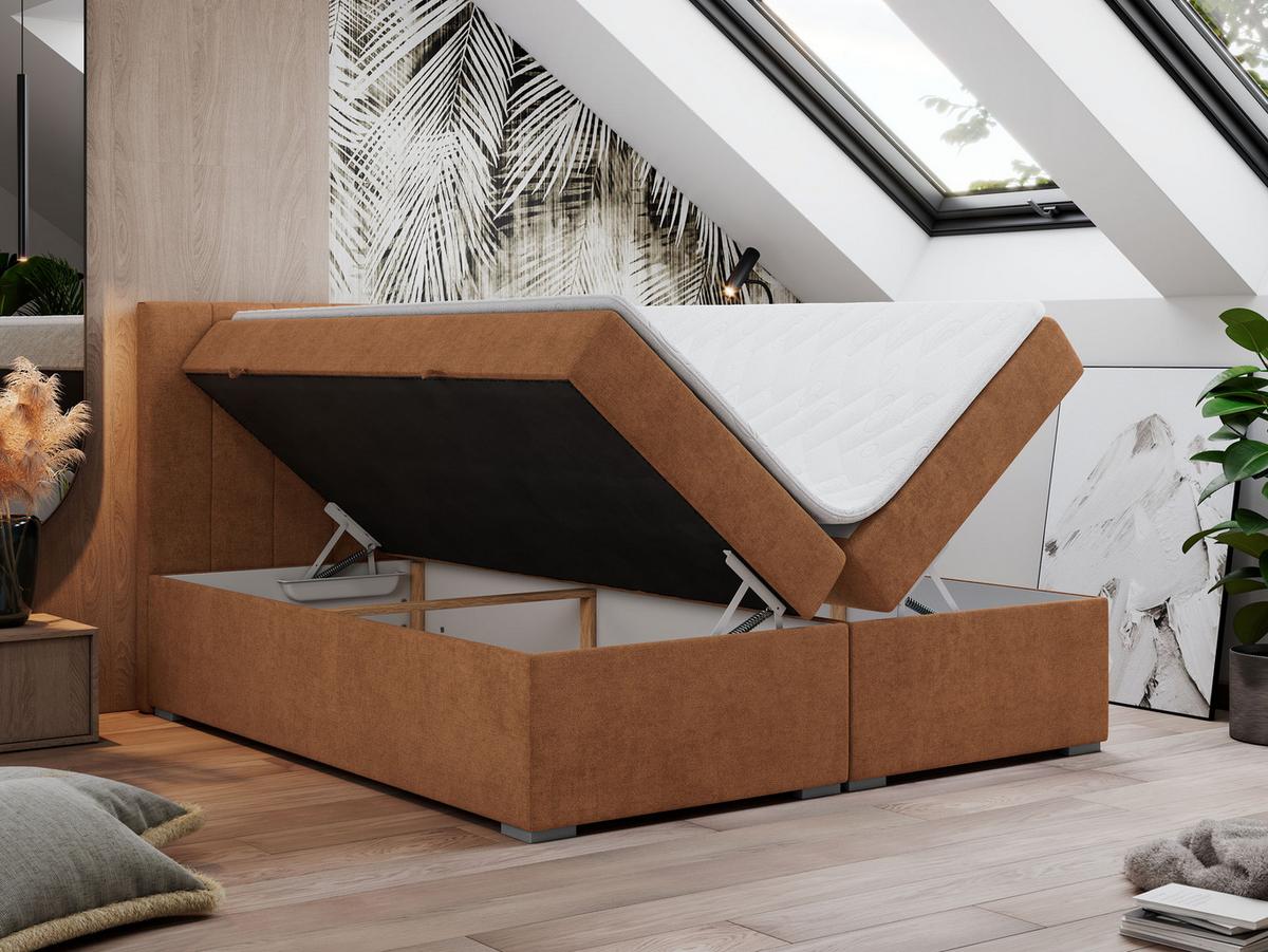 BOXBETT LOPE 120/200 - Orange Strukture - H4 - Orange, Holz/Textil (120/200cm)