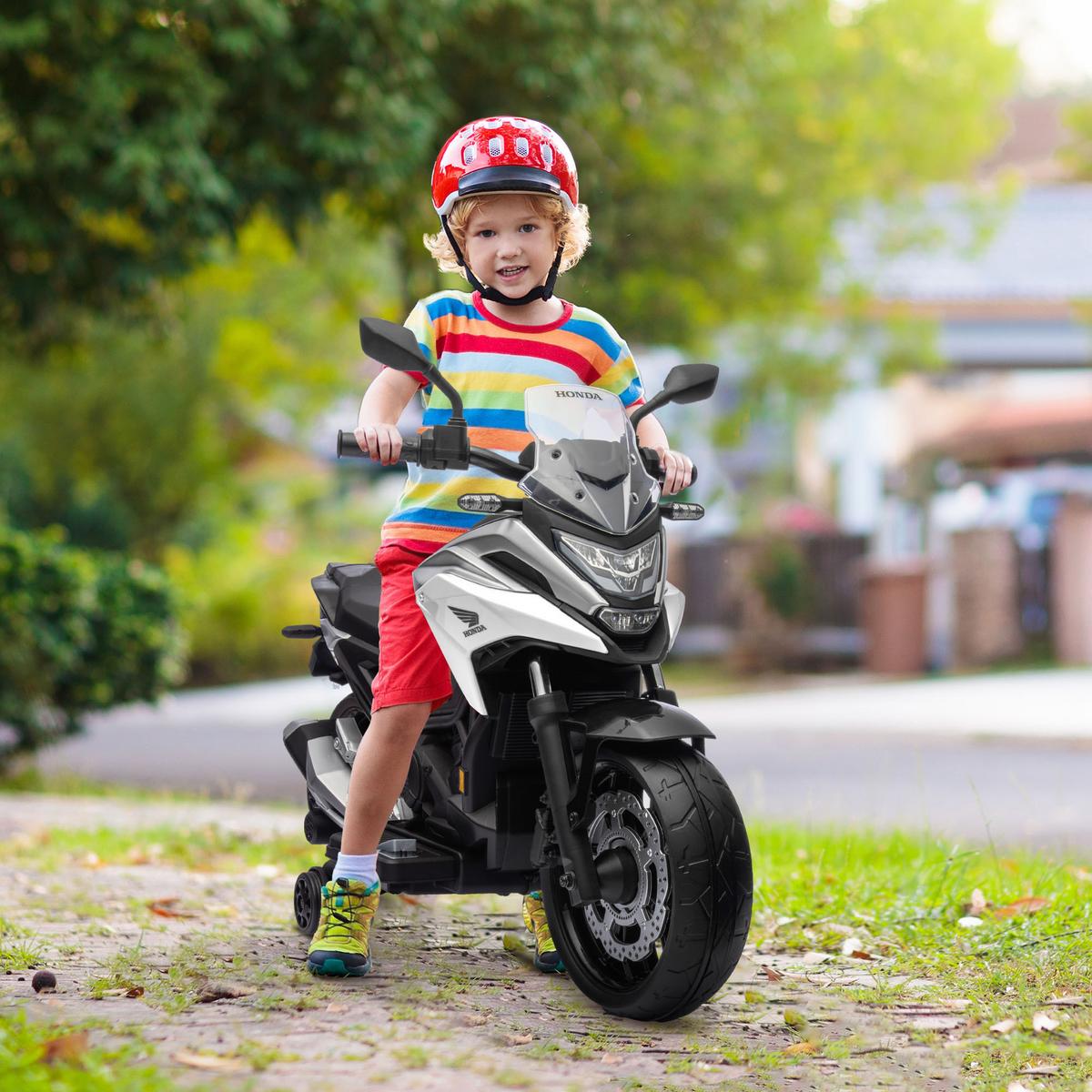KINDER Elektro-Motorrad, 12V Kindermotorrad mit MP3, USB, LED-Scheinwerfer Weiß - Weiß, Kunststoff (107/46/75cm) - AIYAPLAY
