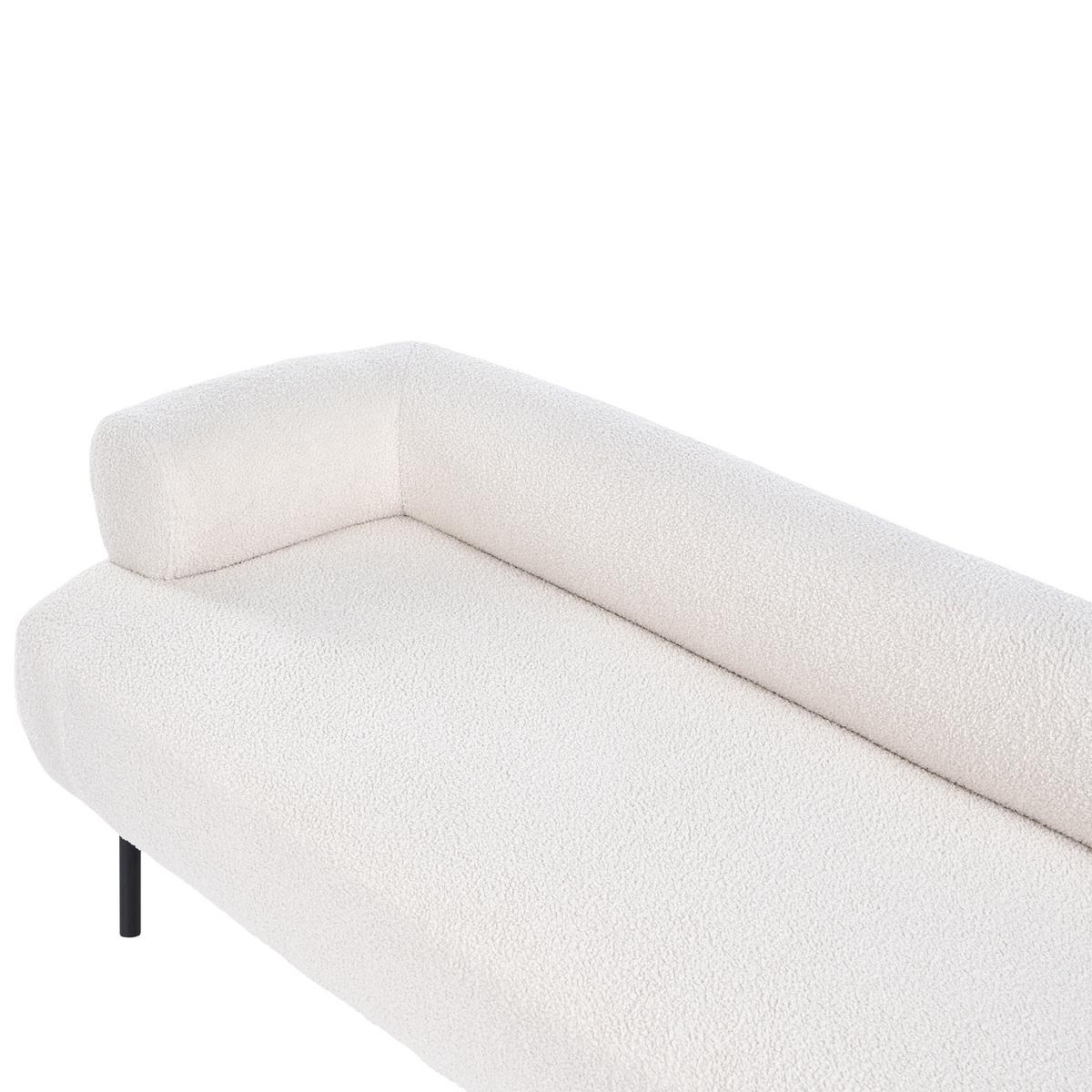 CHAISELONGUE-LINKSSEITIGE Bouclé Cremeweiß Mirmande - Creme/Schwarz, Textil (153/65/70cm) - Beliani