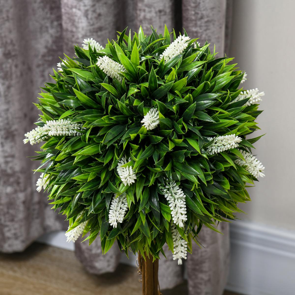 KUNSTPFLANZE Lavendel 2er-Set Künstliche Pflanzen 60 cm Zimmerpflanze Weiß - Braun/Weiß, Kunststoff (60cm) - HOMCOM