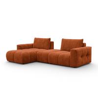 ECKSOFA VERONA 4-Sitzer LINKS, Orange - Schwarz/Orange, Holz/Textil (282/173cm) - Courtois Laville