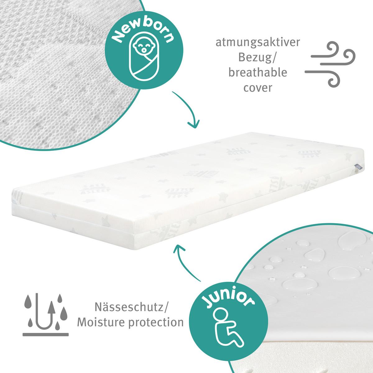 BABYBETTMATRATZE Comfort Air Roll Protect 60 x 120 cm - Weiß, Textil (60/120cm) - Roba