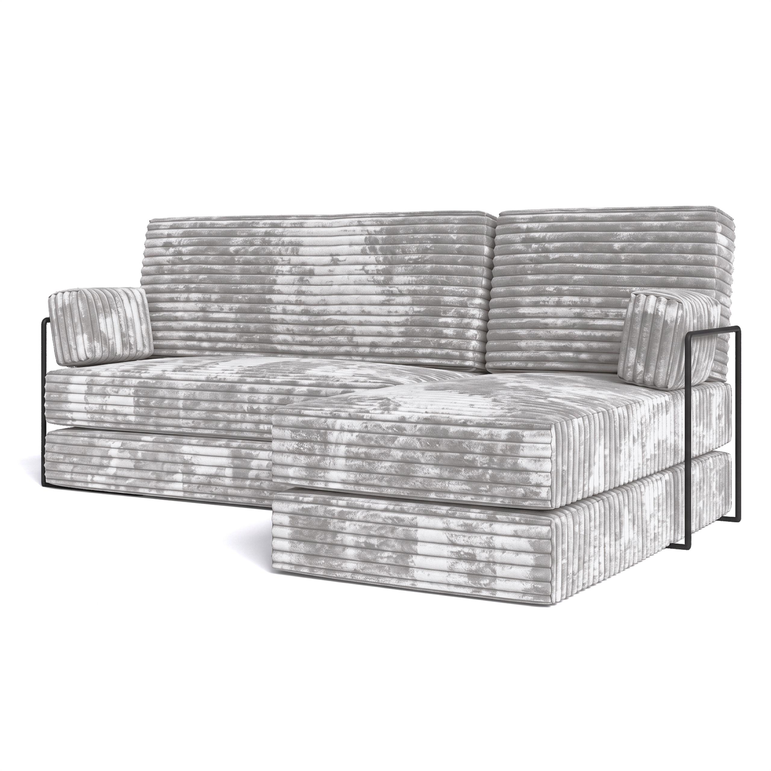 ECKSOFA NOTIA modulares Boneless Sofa mit Schlaffunktion Hellgrau Kordstoff - Grau, Textil (200/120cm) - MASSENO