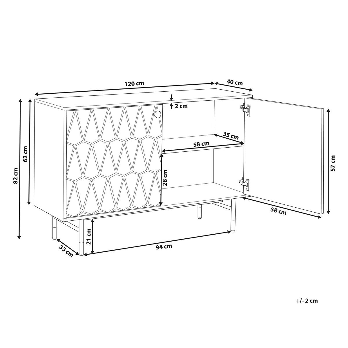 SCHRANK Weiß Adante - Weiß, Holzwerkstoff (120/82/40cm) - Beliani