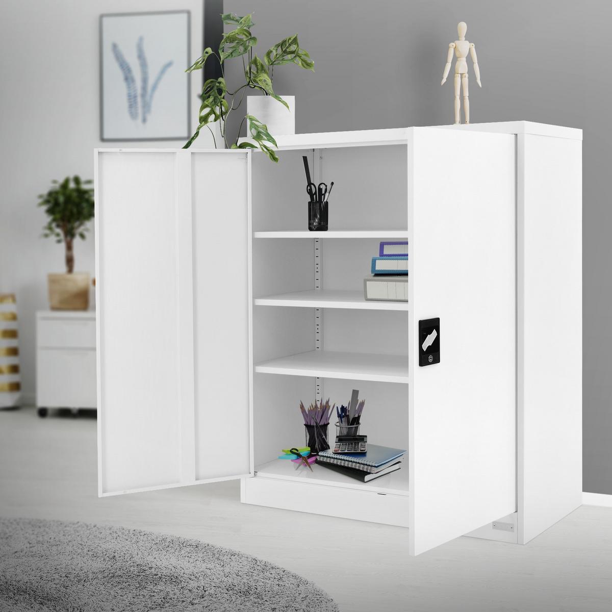 AKTENSCHRANK 90x40x109 cm Weiß aus Stahl - Weiß, Metall (40/109/90cm) - ML-DESIGN